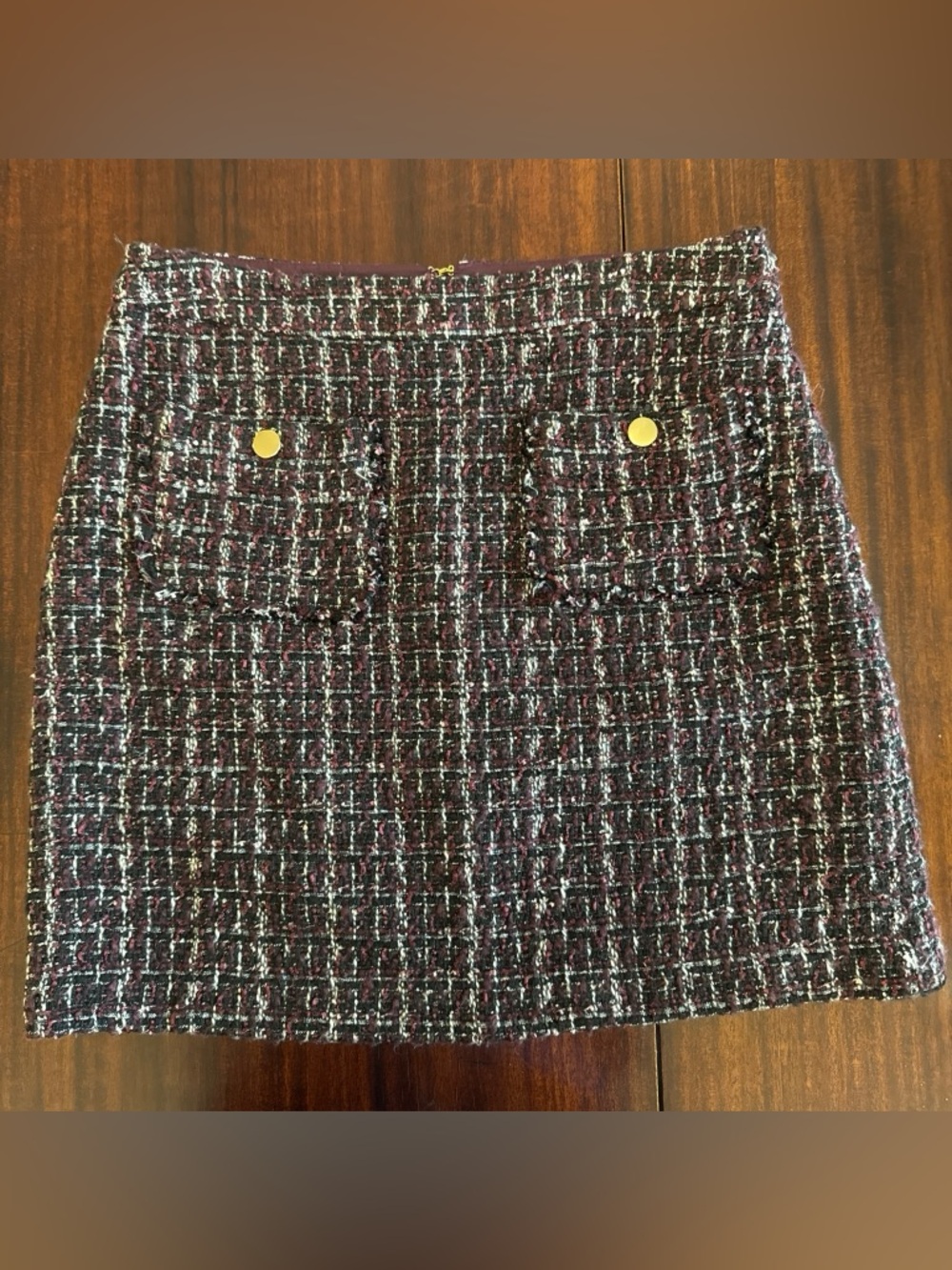 LOFT Plum & Black Tweed Mini Skirt - Size 6